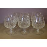 Six Waterford crystal brandy balloons Colleen pattern