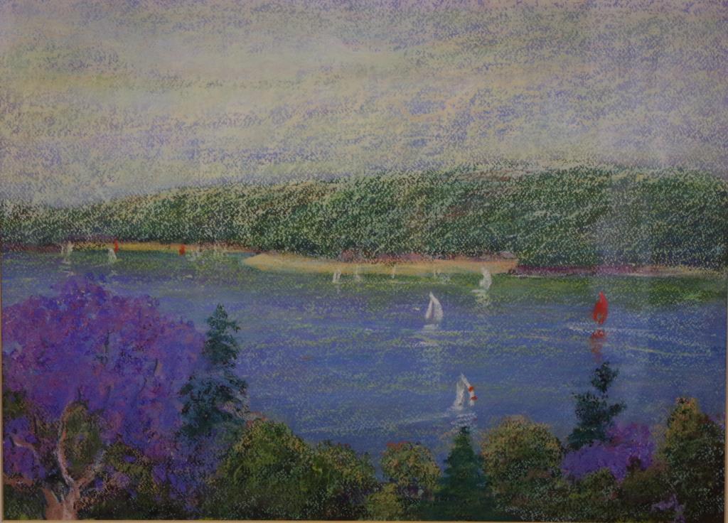 S. Frew "Mosman View" pastel/mixed media, signed lower right, 36.5 x 50.5 cm