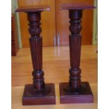Pair of carved timber torchere's H129cm approx