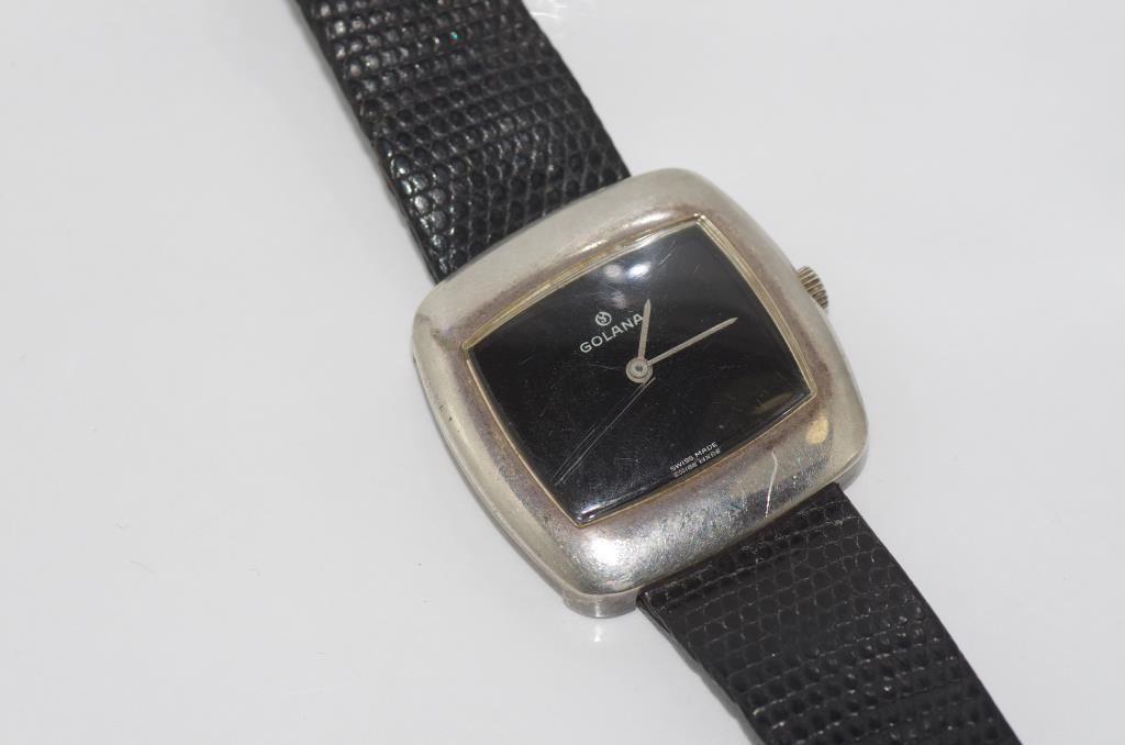 Retro Silver Golana watch working when tested, swiss hallmark