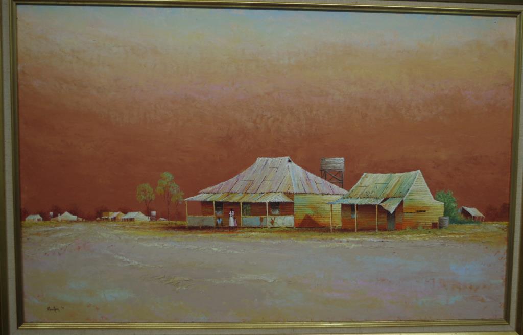 John Pointon (1936 - ) "Township Outskirts" oil on board, signed lower left, 45 by 70cm - Image 2 of 3