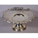 Sterling silver tazza with pierced decoration, marked Bravingtons, Kings Cross, London, hallmarked