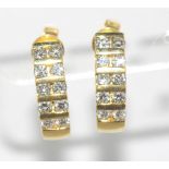 18ct yellow gold diamond earrings total 20 diamonds = 1.00cts H/Si 1, weight: approx 7.04 grams