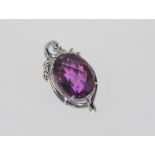 Silver and amethyst pendant size: approx 4cm length