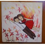 Georgina Hart "A Love Story" acrylic on canvas, signed lower left, 76cm x 76cm