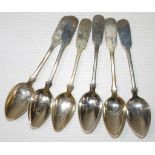 Six German silver teaspoons stamped 800, maker: Grebenau, 90grams approx