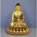 Large Tibetan gilt bronze seated Buddha H46.5cm approx