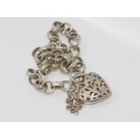 Silver bracelet with heart lock