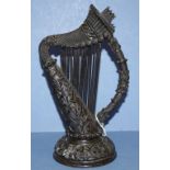 Antique carved bog oak harp H29cm approx