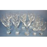 Eleven Holmegaard Princess white wine glasses and 6 similar liqueur glasses