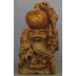 Chinese carved soapstone wise gentleman figure with mark to base, H21cm approx