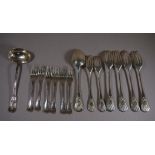 Quantity of French silver plated flatware including a Christofle sauce ladle