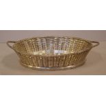 Victorian Atkin Brothers silver plated basket Sheffield, with diamond shaped design registration