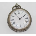 Silver open face pocket watch key wind