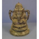 Indian cast metal seated Ganesh figure Ganesh the Lord of success, H32.5cm approx