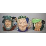 Three Royal Doulton character jugs to include Rip Van Winkle D 6463, Bacchus D6505 and Sairey