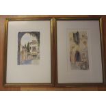 Two R.M.Rosina "Italian scene"watercolours signed lower right, 30cm X 14cm approx