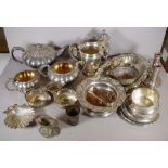 Quantity of antique & vintage silver plated wares including melon teaset (a/f), jugs, bowls,