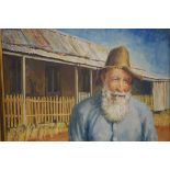 John Cornwall (1930-. ) outback portrait oil on board, signed lower left, 44 x 60cm