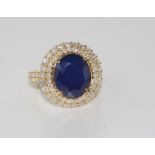 18ct yellow gold, sapphire and diamond ring sapphire = 7.97ct, diamonds = 1.41 ct, weight: approx
