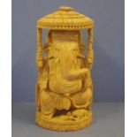 Indian carved timber seated Ganesh figure Ganesh the Lord of success, H30.5cm approx