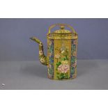 Chinese cloisonne teapot with bird and floral decoration, H18cm approx