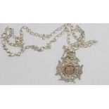 Antique hallmarked silver medallion on a silver Italian (925) chain, hallmarks Birmingham 1913