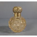 HM sterling silver topped crystal perfume bottle Hallmark rubbed (probably Victorian). Monogrammed