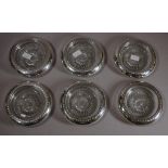 Set six silver & crystal drink coasters D10cm approx each.