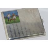 Enamelled soccer cigarette case made from Alpaca silver (Alloy)