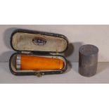 Sterling silver vesta case and cigar holder with sterling silver rim, hallmarked STG 925 and