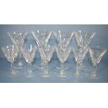 Four Waterford Sheila white wine glasses (one a/f) and 6 similar sherry glasses