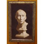 Artist unknown, untitled bust of a man oil on canvas board, 64.5cm x 42cm (frame)