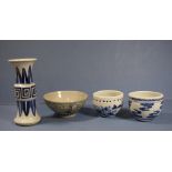 Four various Chinese porcelain pieces all with blue and white decoration. Inc 3 various bowls (1