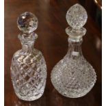 Two cut glass decanters H28cm (tallest)