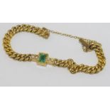 18ct yellow gold, emerald and pearl bracelet weight: approx 9.8 grams, size: approx 15.5cm length (