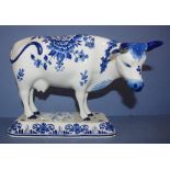 Delft blue & white cow 16cm high approx.