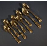 Victorian eight piece HMSS dessert set including 6 dessert spoons, London 1847, maker George