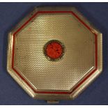 Sterling silver and coral compact hallmarked London 1936