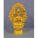 Tibetan gilt metal avalokiteswara goddess figure 1000 arm Kwan-yin, 33cm high