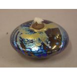 Hand made Heaney Glass irridised oil burner signed to base and dated 1994, 11cm wide