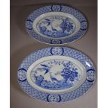 Pair of early blue & white platters 36.5cm wide (largest)