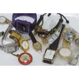 Quantity of watches including Citizen 2 finger ring watches, marcasite fob watch, Ancer pendant