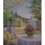 P Werstak "Balcony views" oil on canvas signed lower right, 85cm X 65cm approx