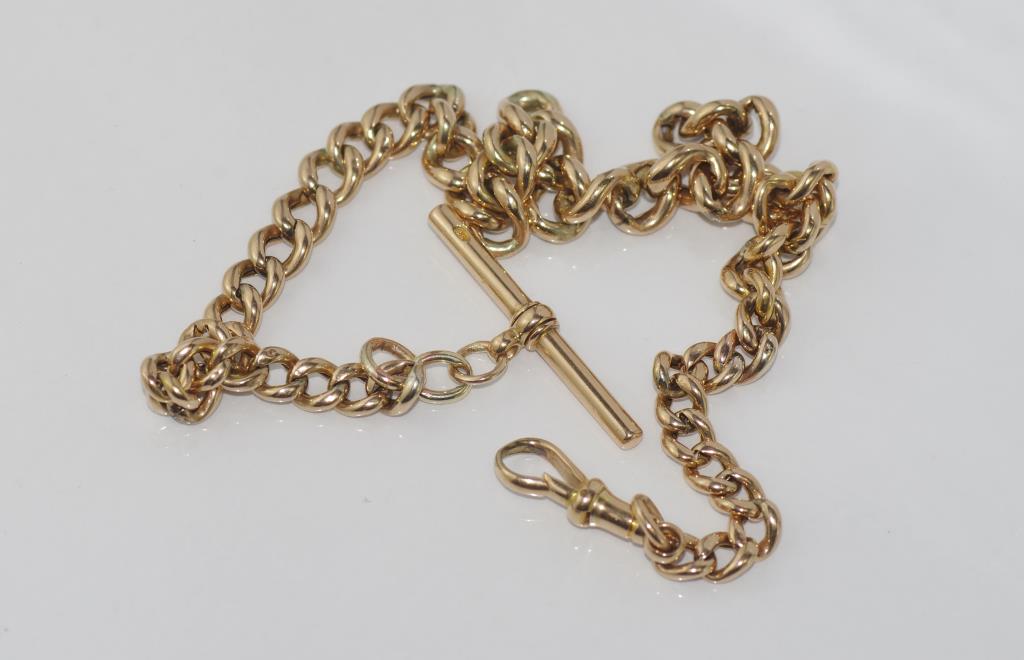 Antique 9ct yellow gold fob chain weight: approx 19.5 grams, size: approx 35cm length