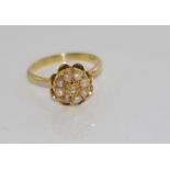 18ct yellow gold, diamond & pearl ring weight: approx 4.94 grams, size: P-Q/8