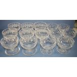 Fourteen various cut crystal desert bowls