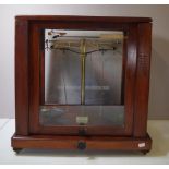 Wood and glass cased laboratory scales makers W & J George & Becker Ltd., London & Birmingham.