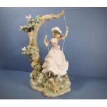 Large Lladro figurine "Victorian Girl on Swing" ref. no. 1297, 39 cm high, 26 cm wide approx.