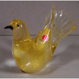 Murano glass aventurine bird figurine H13cm approx